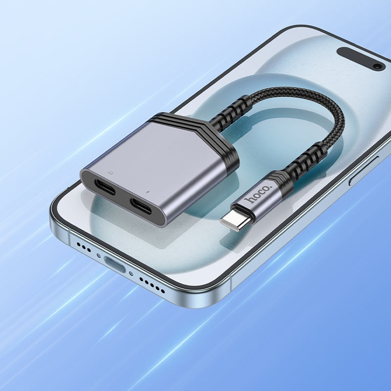 Adaptateur convertisseur audio 2 en 1 USB-C mâle vers 2x USB-C femelles