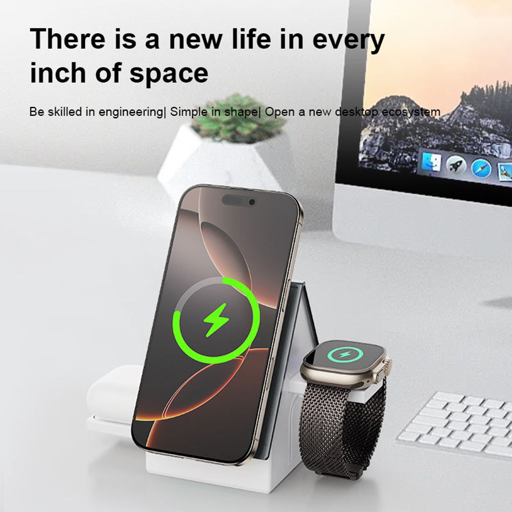 3 in 1 Magnetic MagSafe Wireless Charger Stand Dock Station