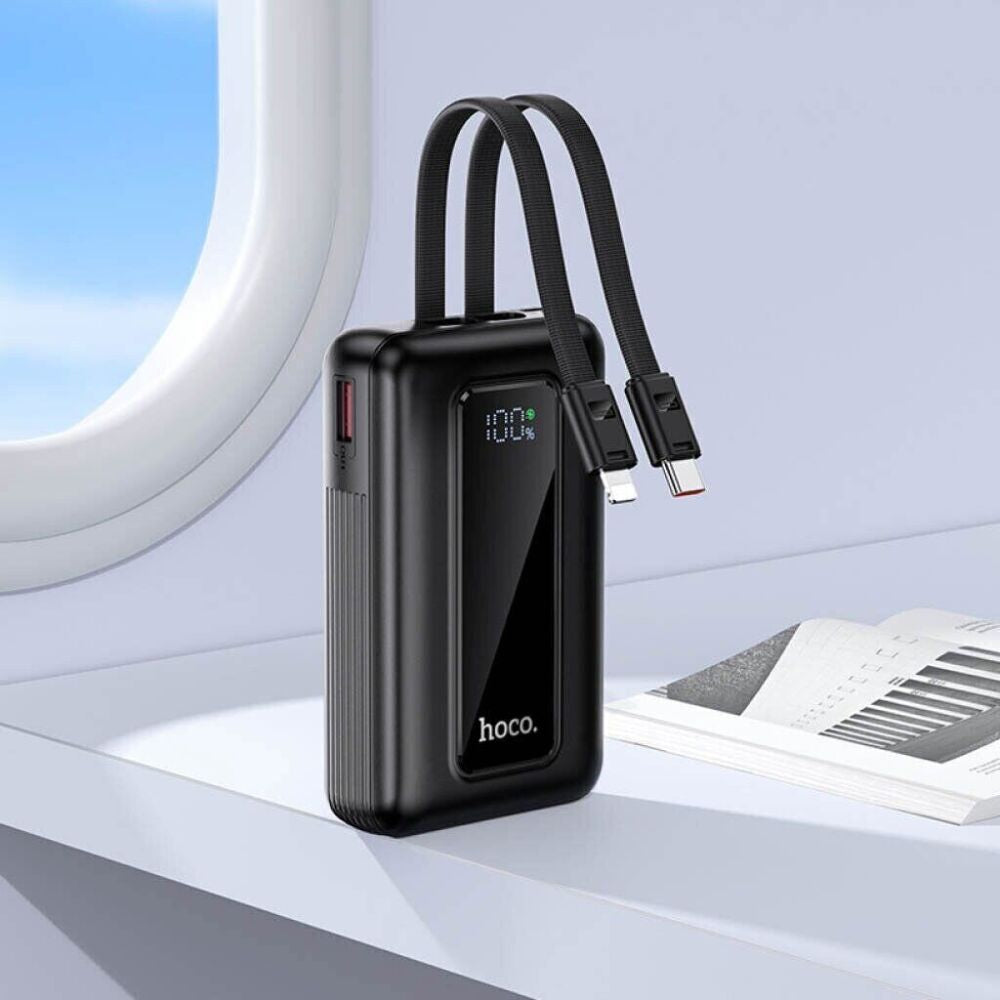 (10000mAh) External Battery Charger Portable Power Bank with USB-C / Lightning Cables