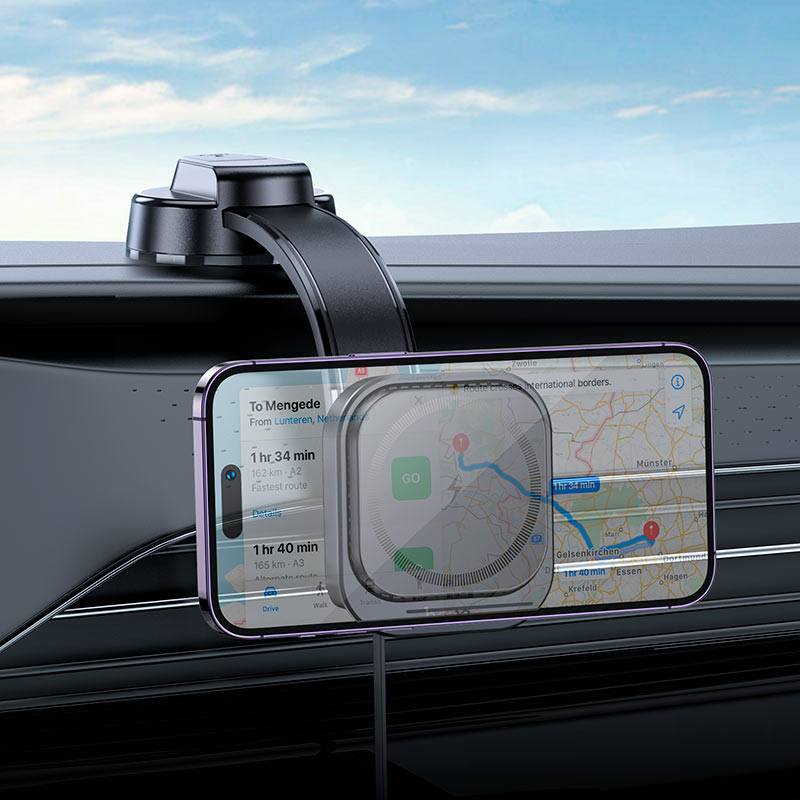 (15W) Magnetic MagSafe Fast Charging Wireless Charger Dashboard Mount Car Cell Phone Holder