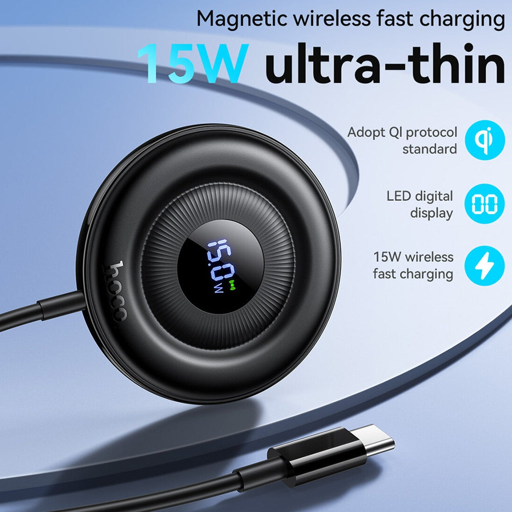 (15W) Magnetic Magsafe Wireless Charger Fast Charging Pad with LED Display