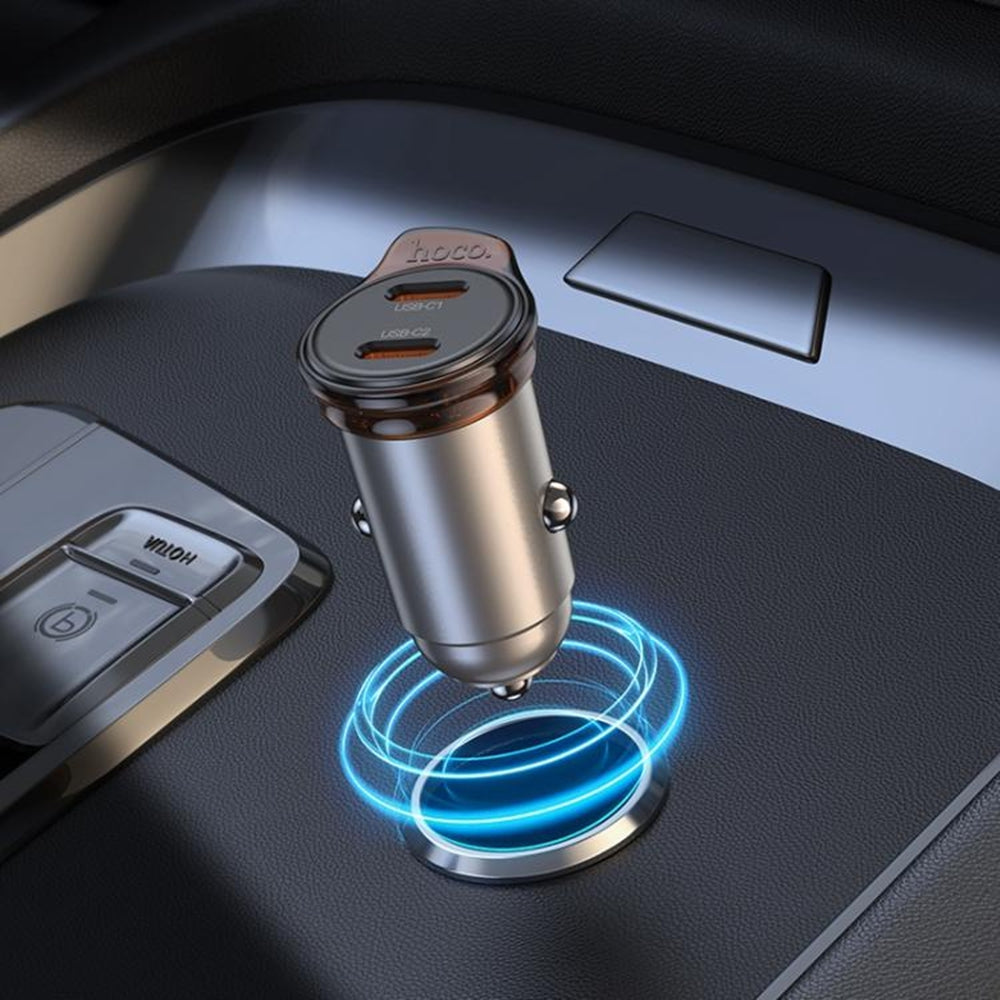 (45 W) Adaptateur de chargeur de voiture à charge rapide à deux ports USB-C Transmetteur radio FM Bluetooth