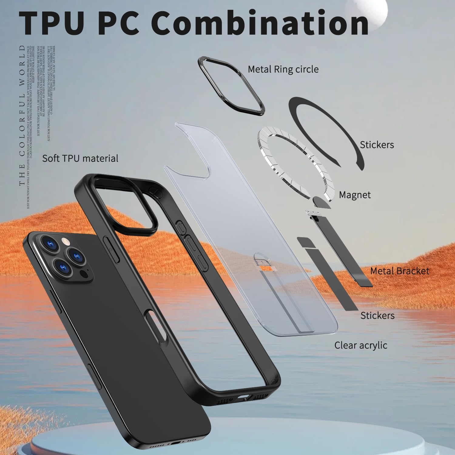 Magnetic MagSafe Case with Kickstand for iPhone 16 Pro