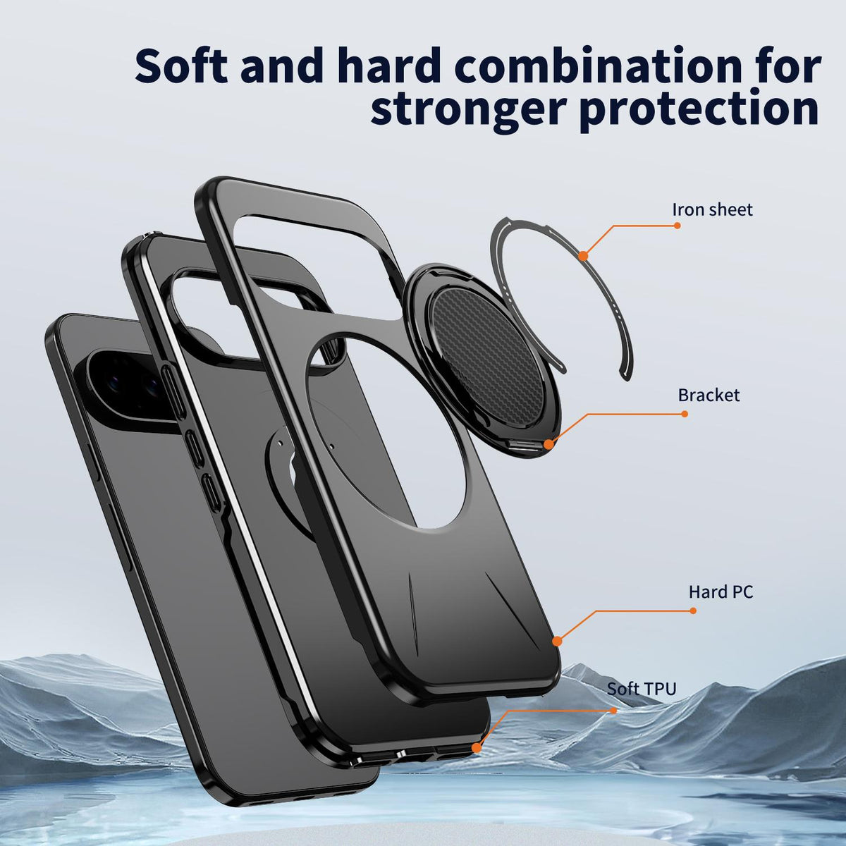 Magnetic MagSafe Ring Case with Rotating Kickstand for Google Pixel 11 Pro XL / Pixel 10 Pro XL
