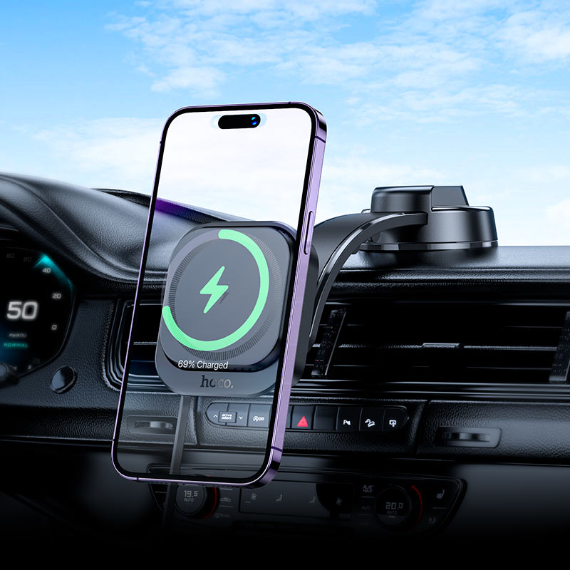 (15W) Magnetic MagSafe Fast Charging Wireless Charger Dashboard Mount Car Cell Phone Holder