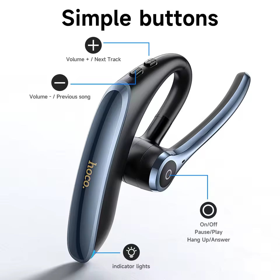 Casque Bluetooth sans fil mono-oreille, mains libres, crochet d'oreille avec micro
