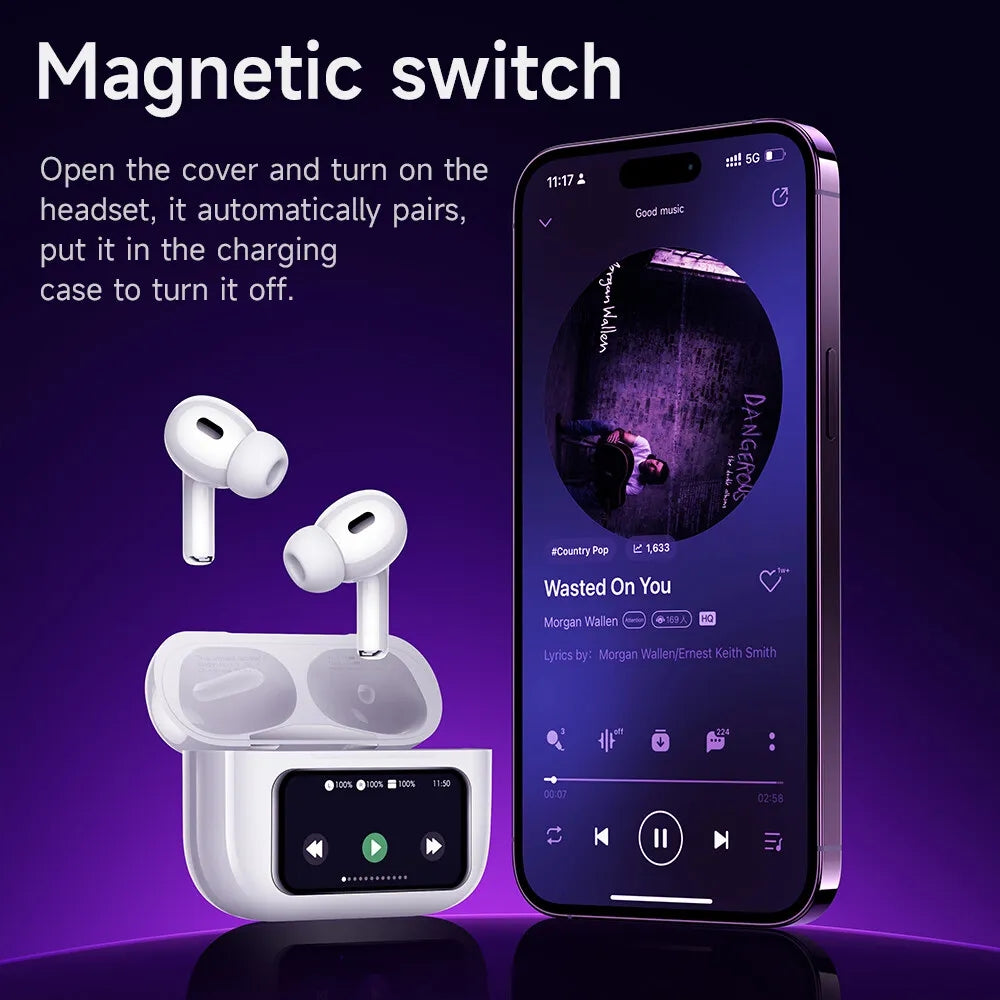 TWS True Wireless Stereo Bluetooth Earphones In-Ear Earbuds with Noise Reduction & HD Display