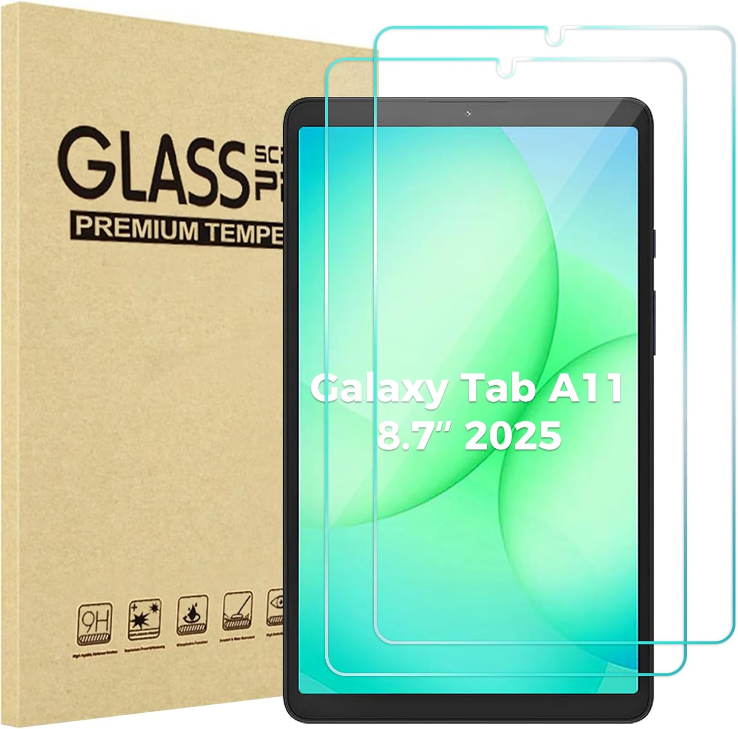 (2 Pack) Tempered Glass Screen Protector for Samsung Tablet Tab A11 / A9 8.7