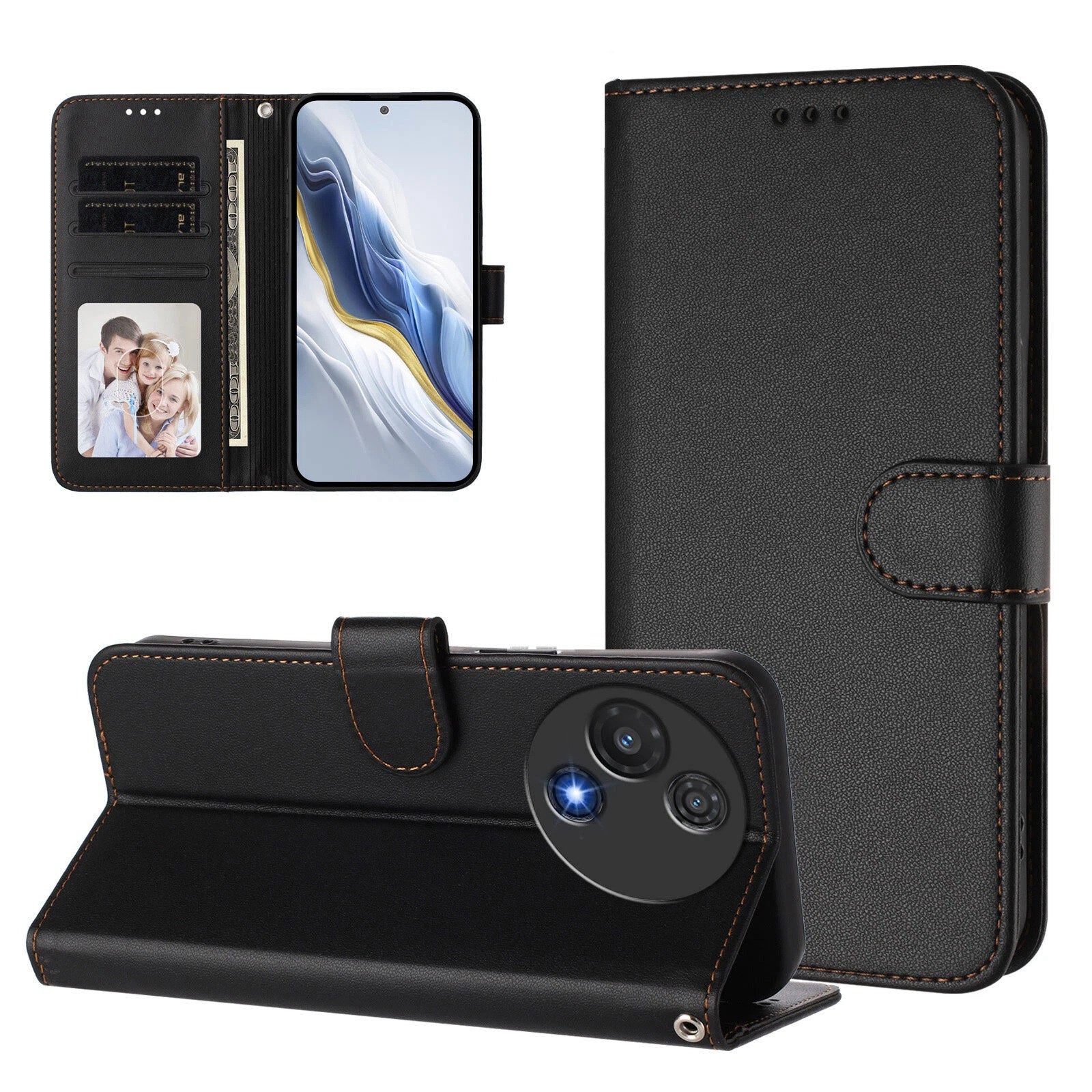 Leather Folio Wallet Case for TCL 60 XE Nxtpaper 5G