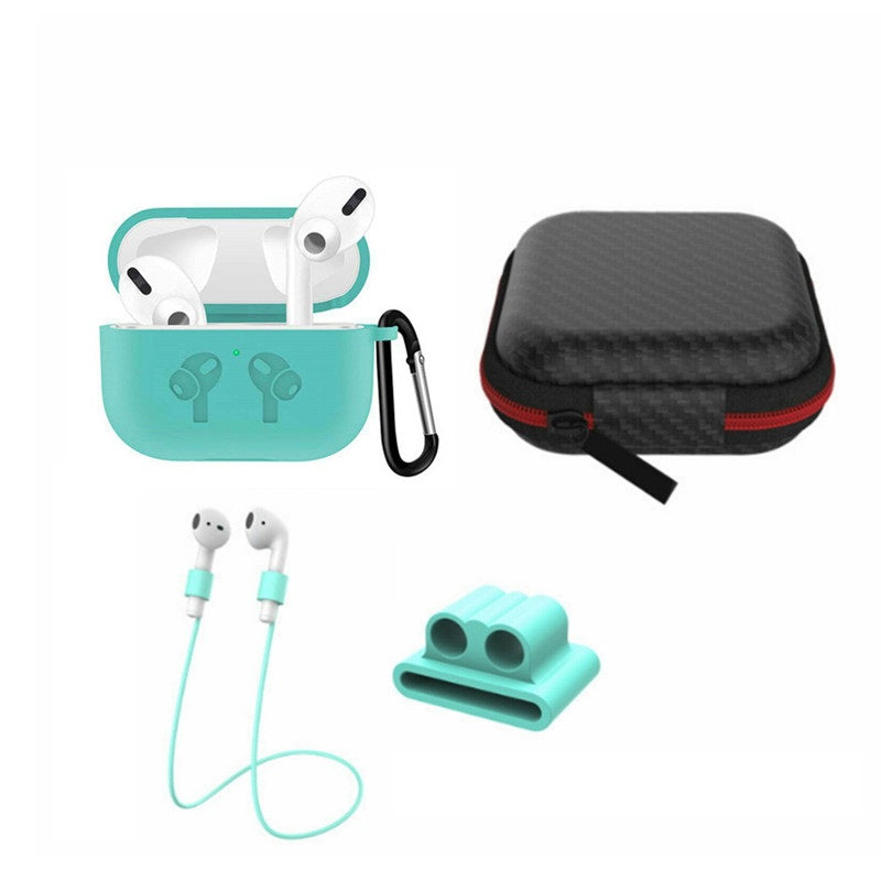 Étui en silicone 5 en 1 avec crochets d'oreille, sangles, clips, embouts, poignées pour AirPods Pro (1ère génération) 