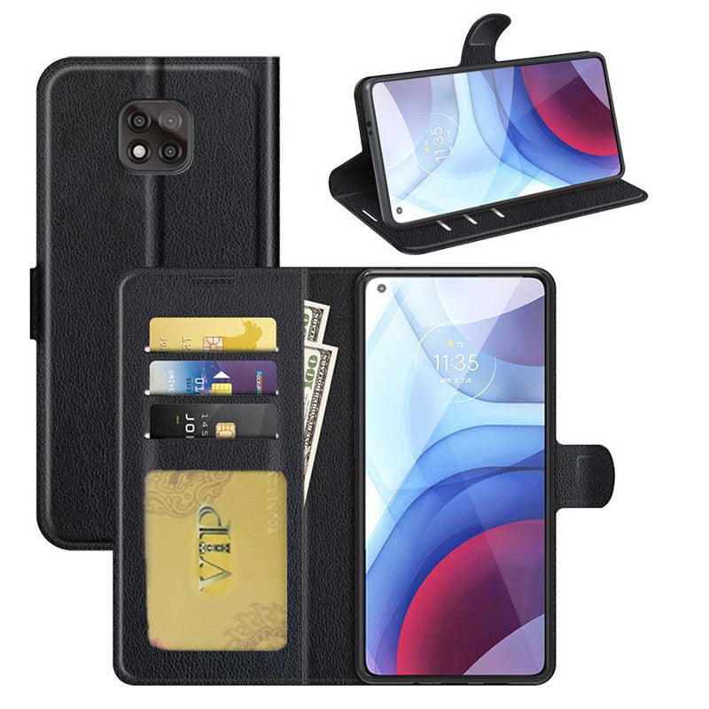 Étui portefeuille folio en cuir pour Motorola Moto G Power (2021)