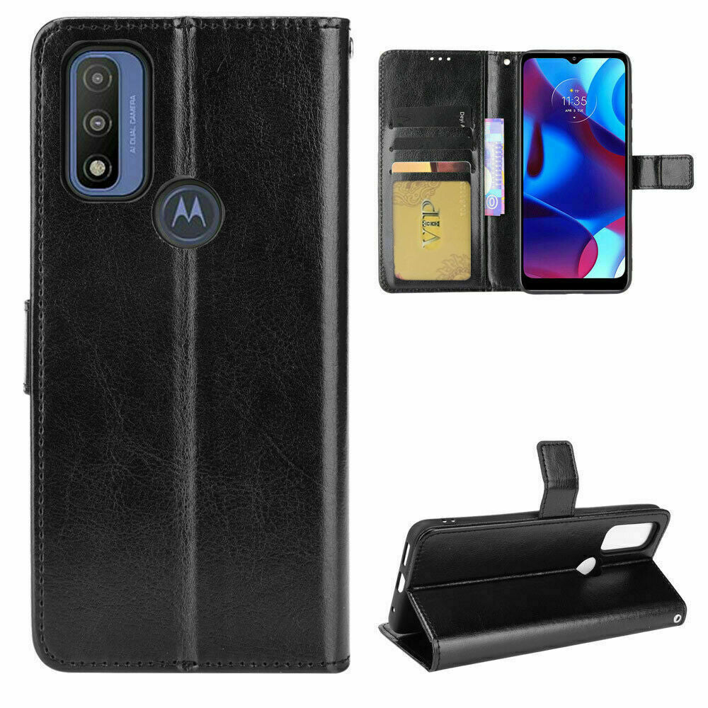 Étui portefeuille Folio en cuir pour Motorola Moto G Pure (2021)