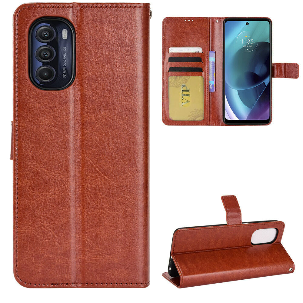 Étui portefeuille folio en cuir pour Motorola Moto Edge (2022)