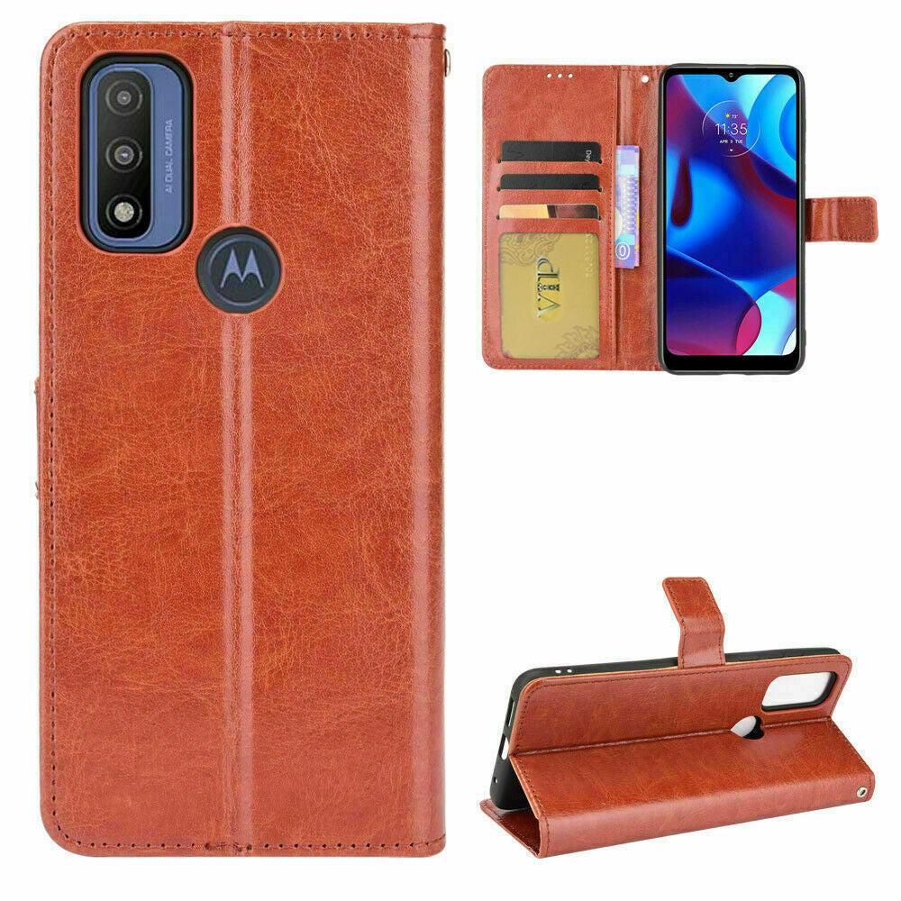 Étui portefeuille Folio en cuir pour Motorola Moto G Pure (2021)