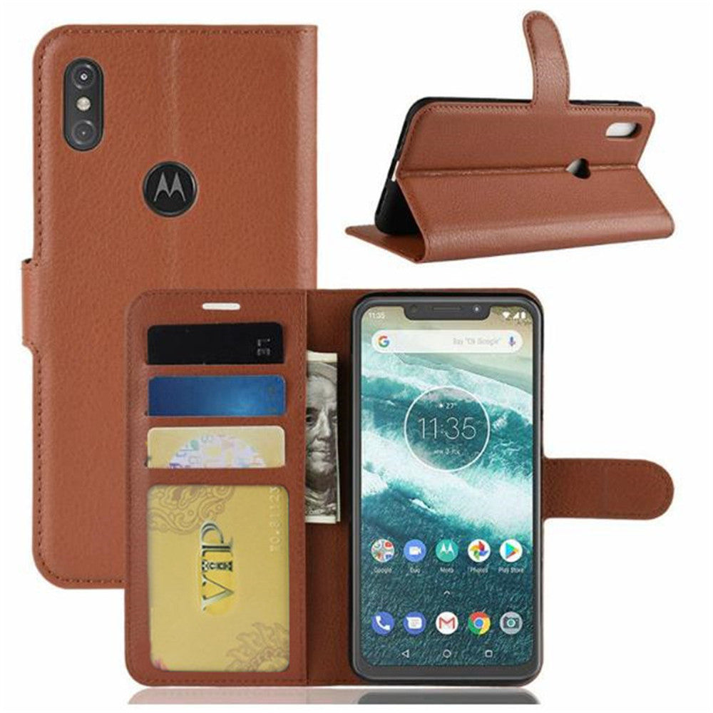 Étui portefeuille folio en cuir pour Motorola Moto One Vision