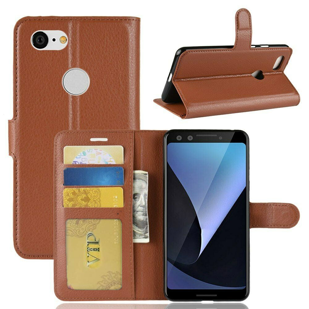 Étui portefeuille en cuir Folio pour Google Pixel 3