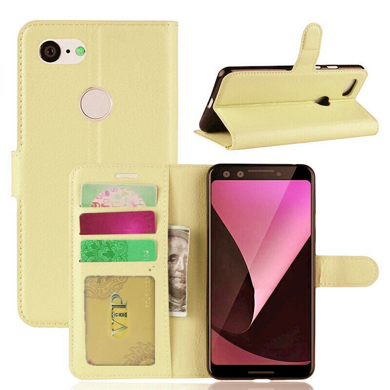 Étui portefeuille en cuir Folio pour Google Pixel 3