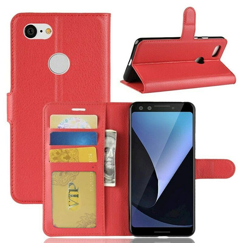 Étui portefeuille en cuir Folio pour Google Pixel 3