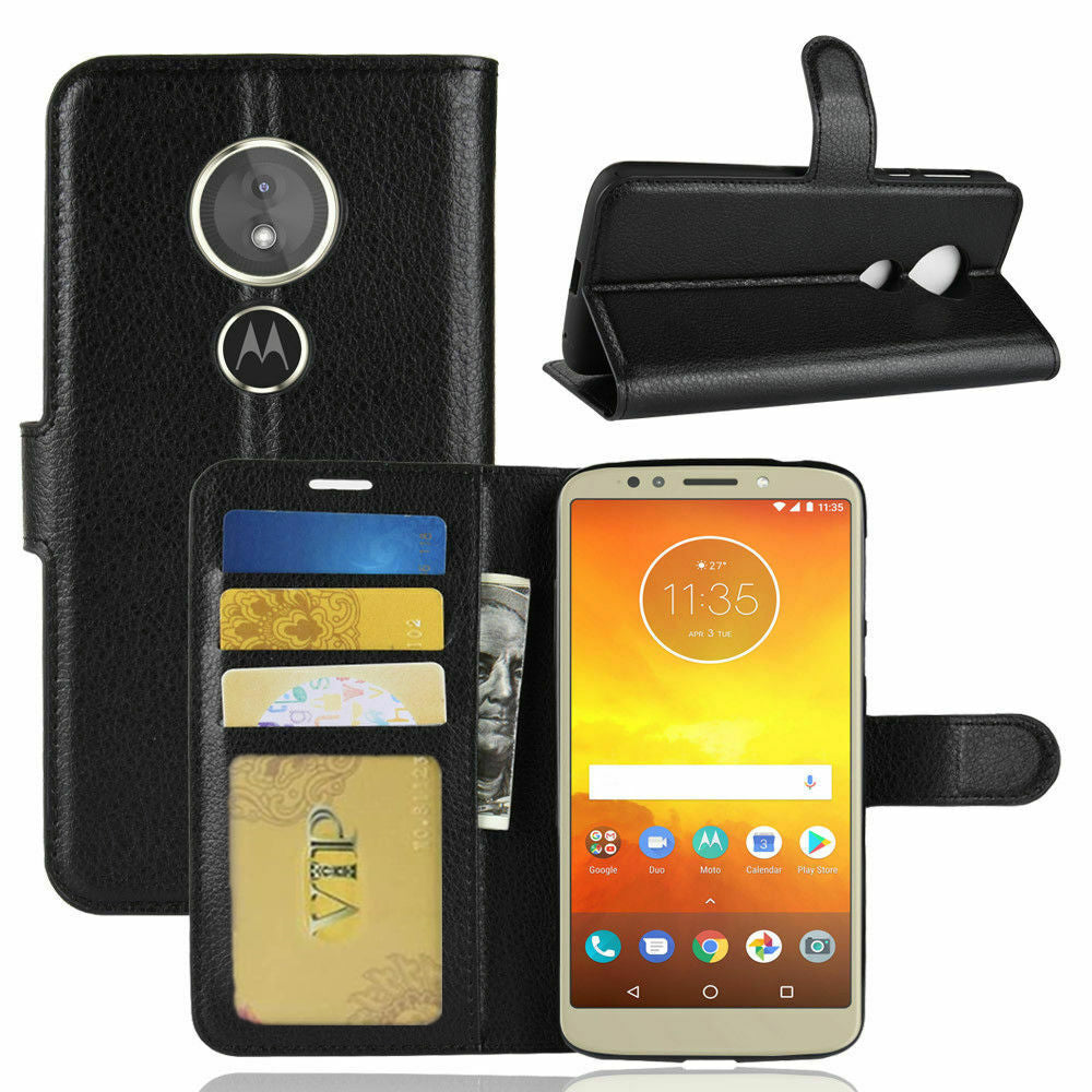 Étui portefeuille folio en cuir pour Motorola Moto G6 Play
