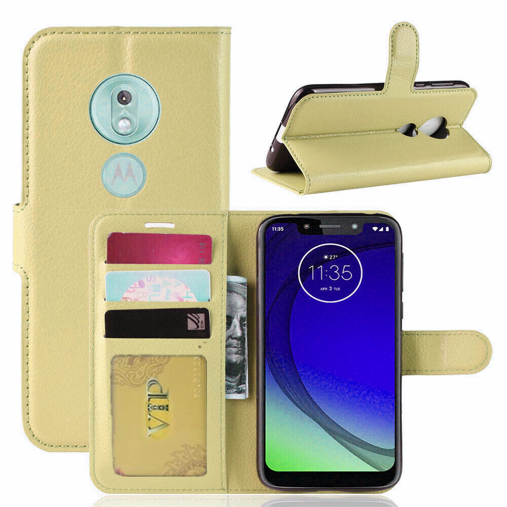 Étui portefeuille folio en cuir pour Motorola Moto G7