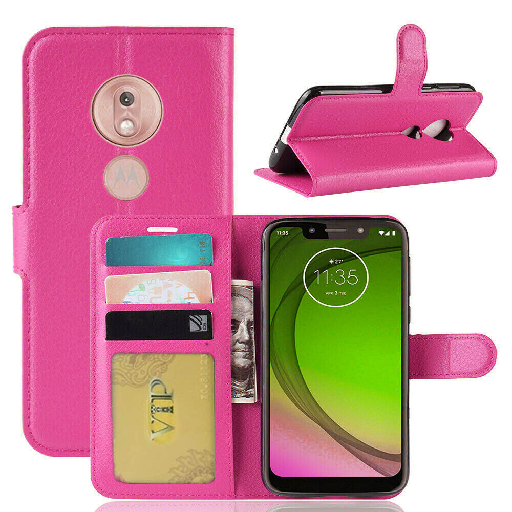 Étui portefeuille folio en cuir pour Motorola Moto G7
