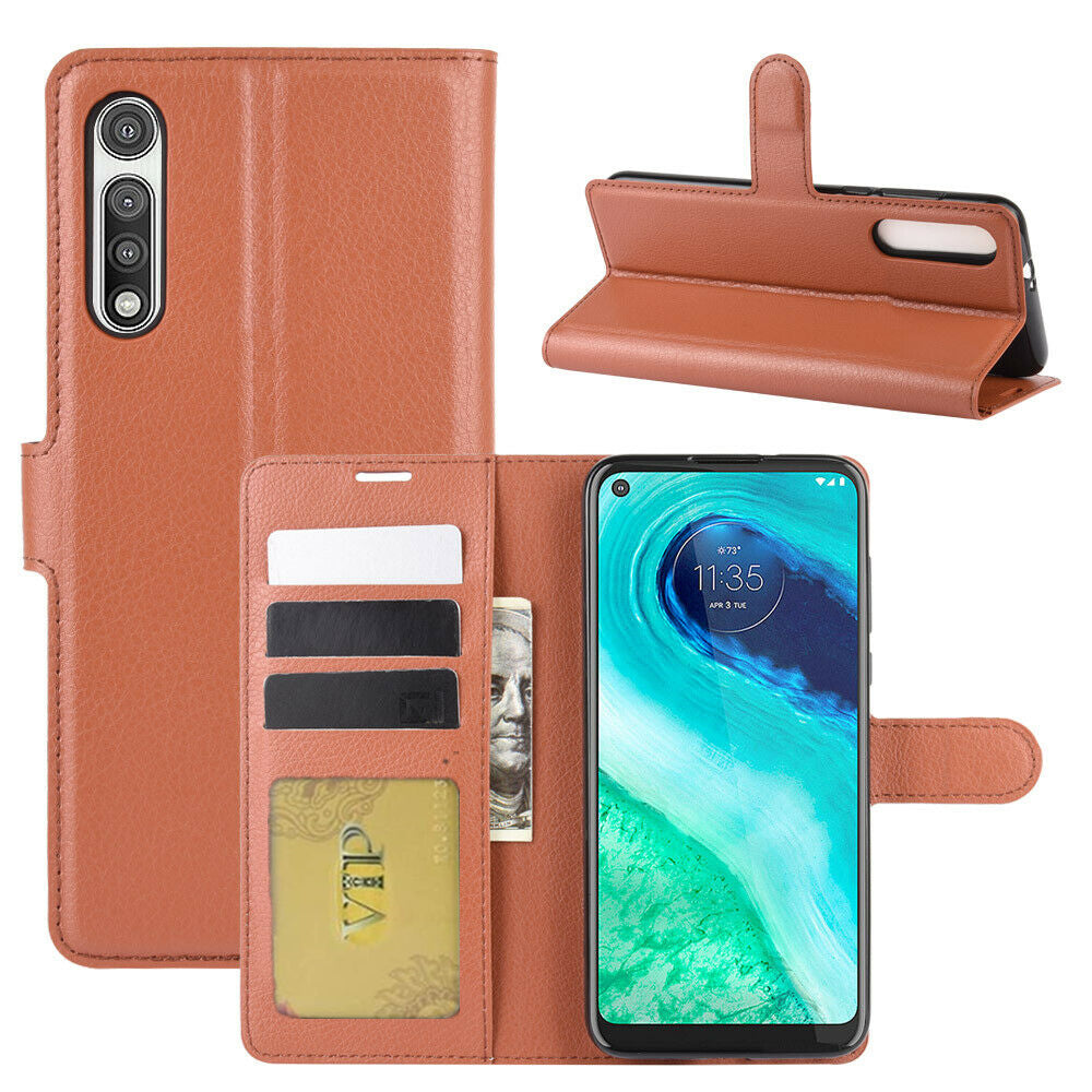 Étui portefeuille en cuir Folio pour Motorola Moto G Fast