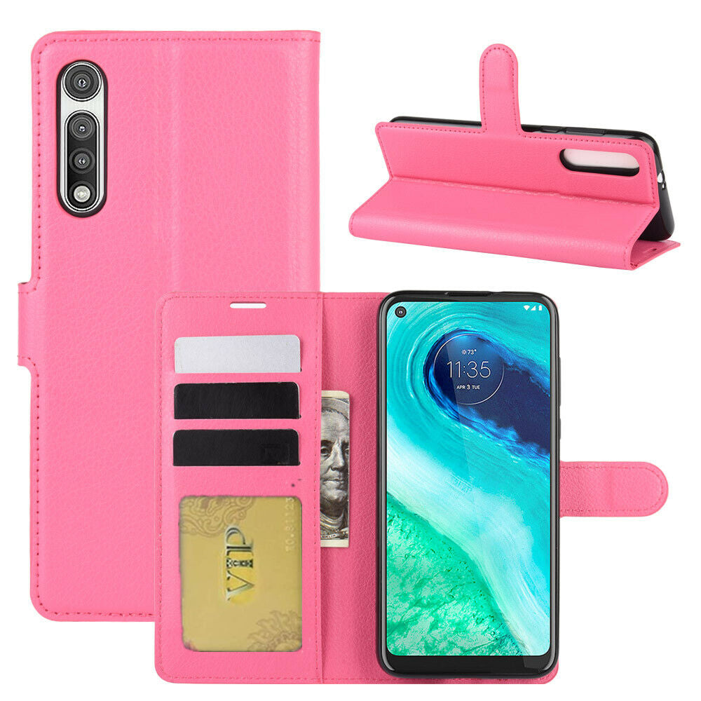 Étui portefeuille en cuir Folio pour Motorola Moto G Fast