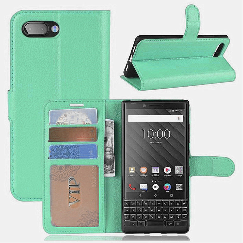 Étui portefeuille en cuir pour Blackberry Key2 KeyTwo