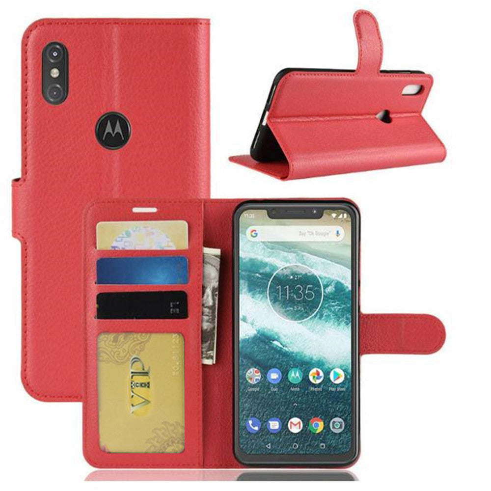 Étui portefeuille folio en cuir pour Motorola Moto One Vision