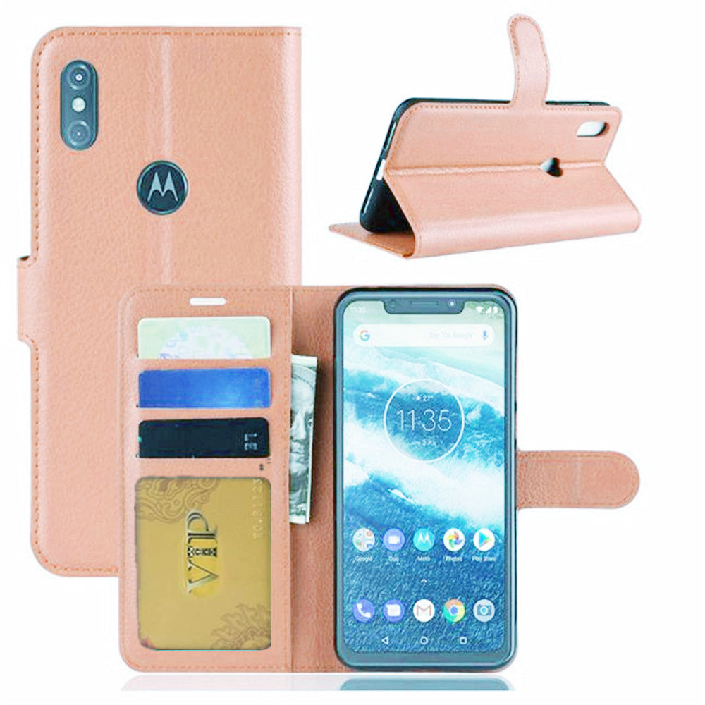 Étui portefeuille folio en cuir pour Motorola Moto One Vision